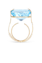 Hob Solitaire Ring, 18k Yellow Gold & Blue Topaz